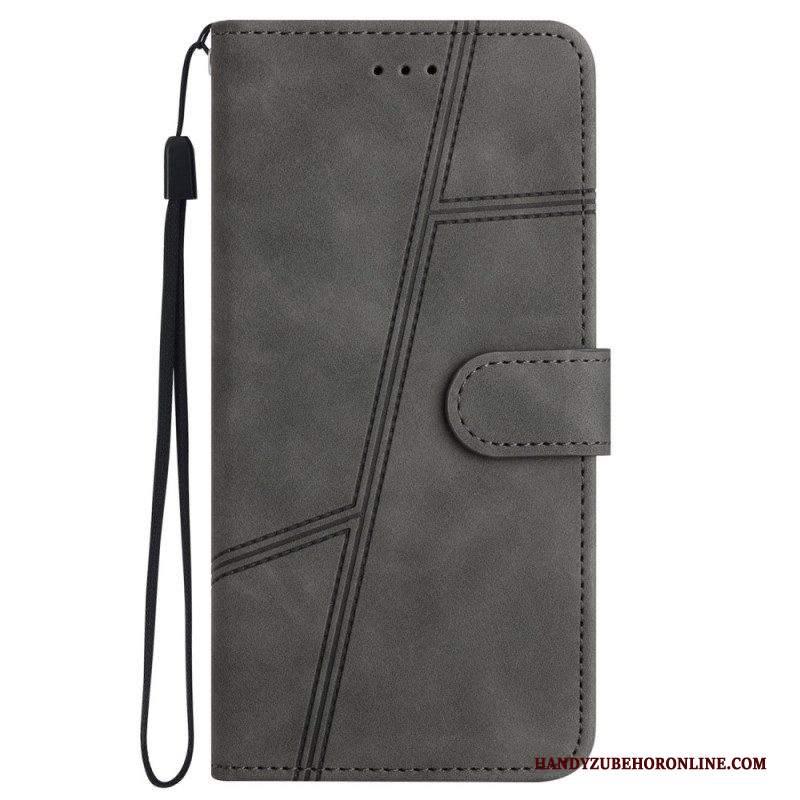 Custodia in pelle iPhone 14 Pro Strappy Stile In Pelle Eleganza