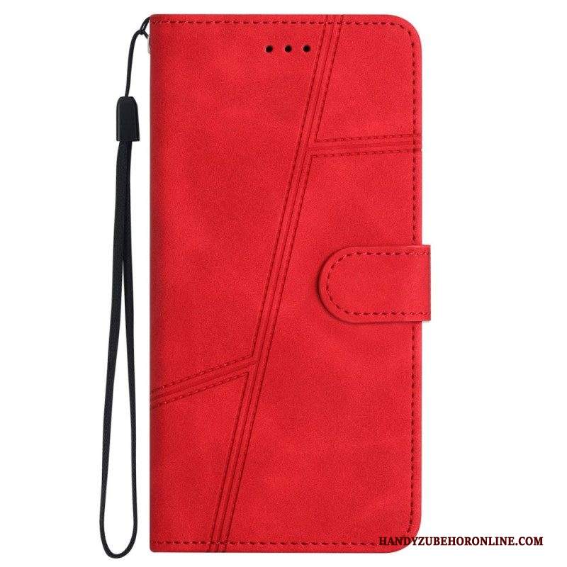 Custodia in pelle iPhone 14 Pro Strappy Stile In Pelle Eleganza