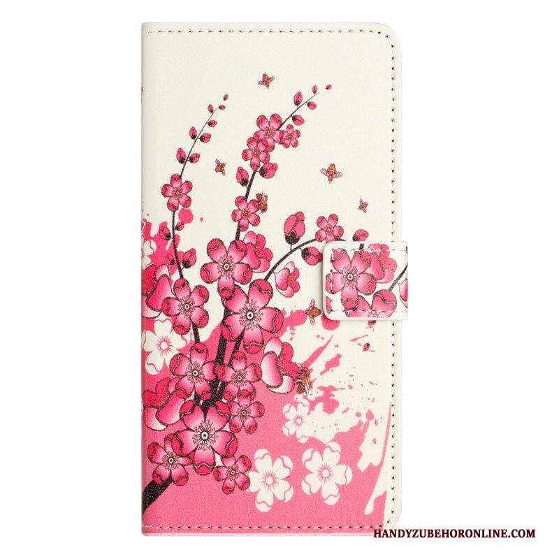 Custodia in pelle iPhone 15 Fiori Tropicali