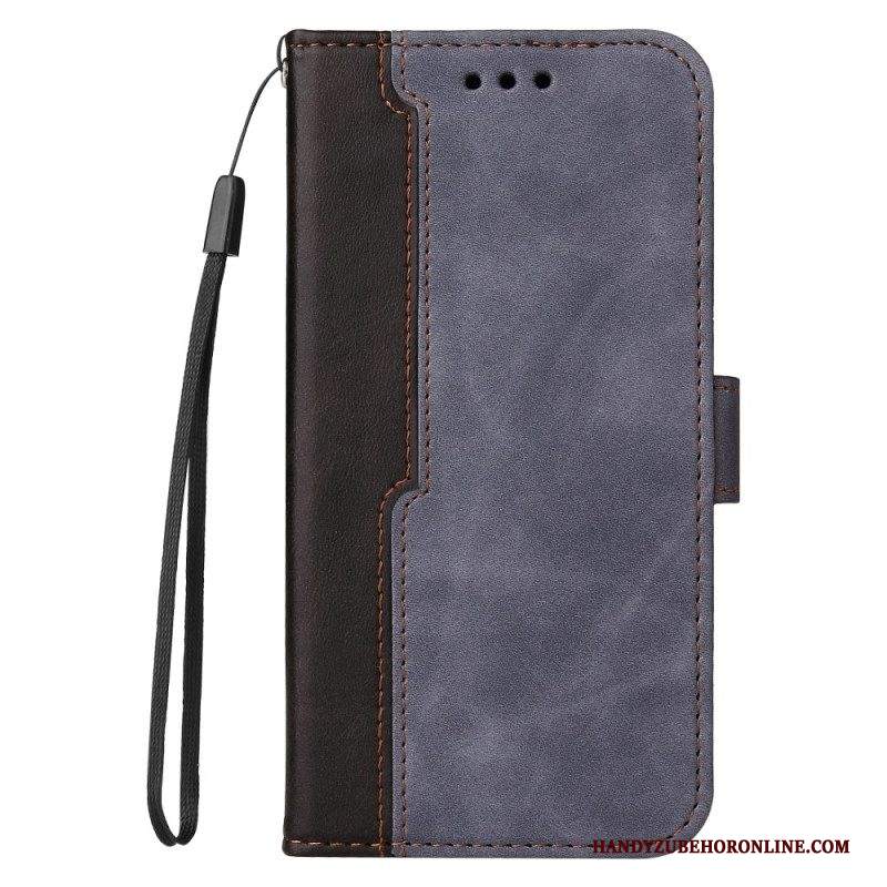 Custodia in pelle iPhone 15 Plus Bicolore Elegante