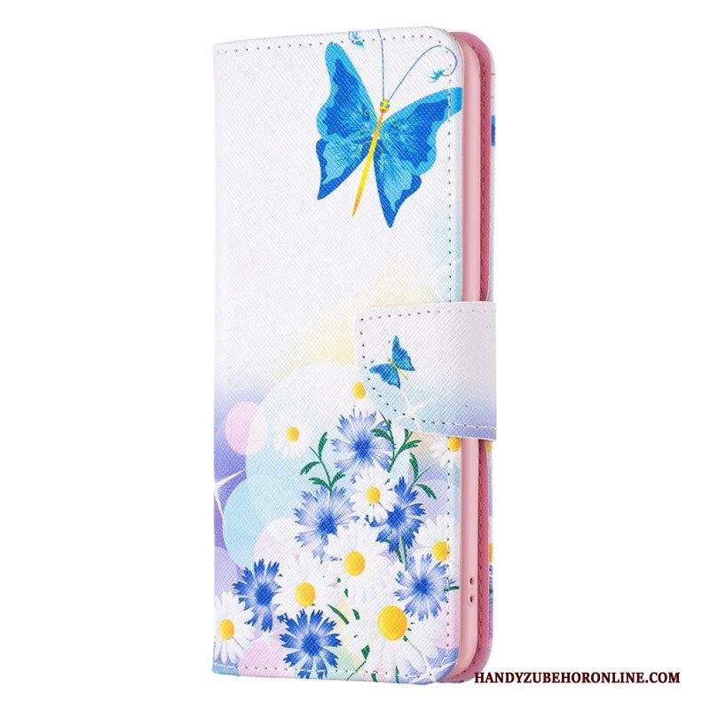 Custodia in pelle iPhone 15 Plus Farfalle Acquerellate