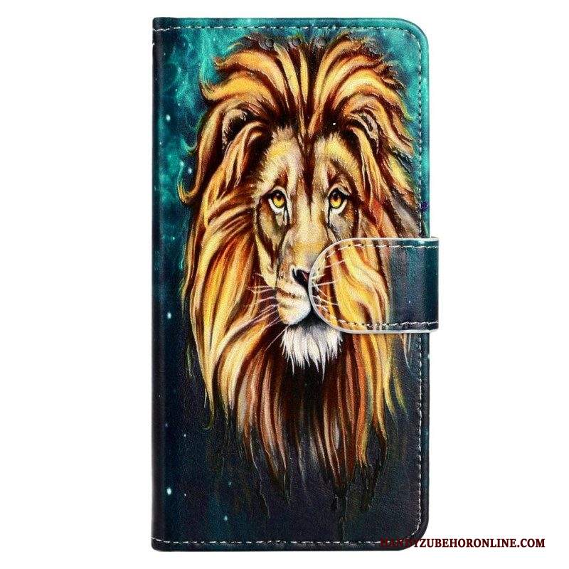 Custodia in pelle iPhone 15 Plus Felino Con Cinturino