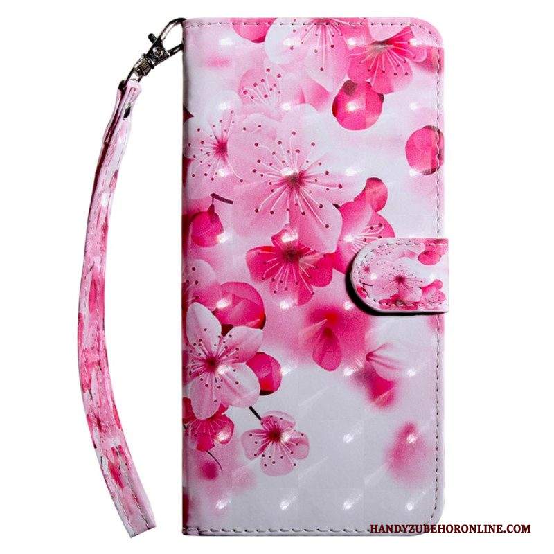 Custodia in pelle iPhone 15 Pro Max Fiori Per Cinturino