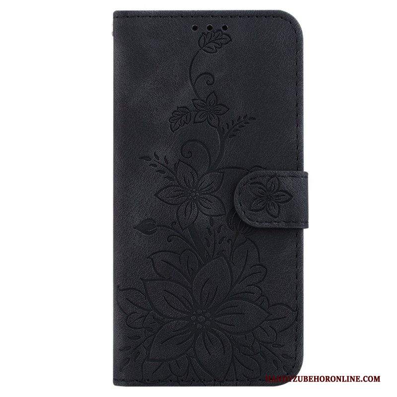 Custodia in pelle iPhone 15 Pro Max Tracolla Floreale