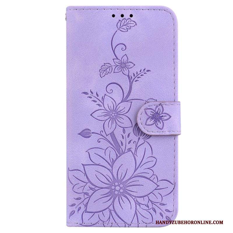 Custodia in pelle iPhone 15 Pro Max Tracolla Floreale