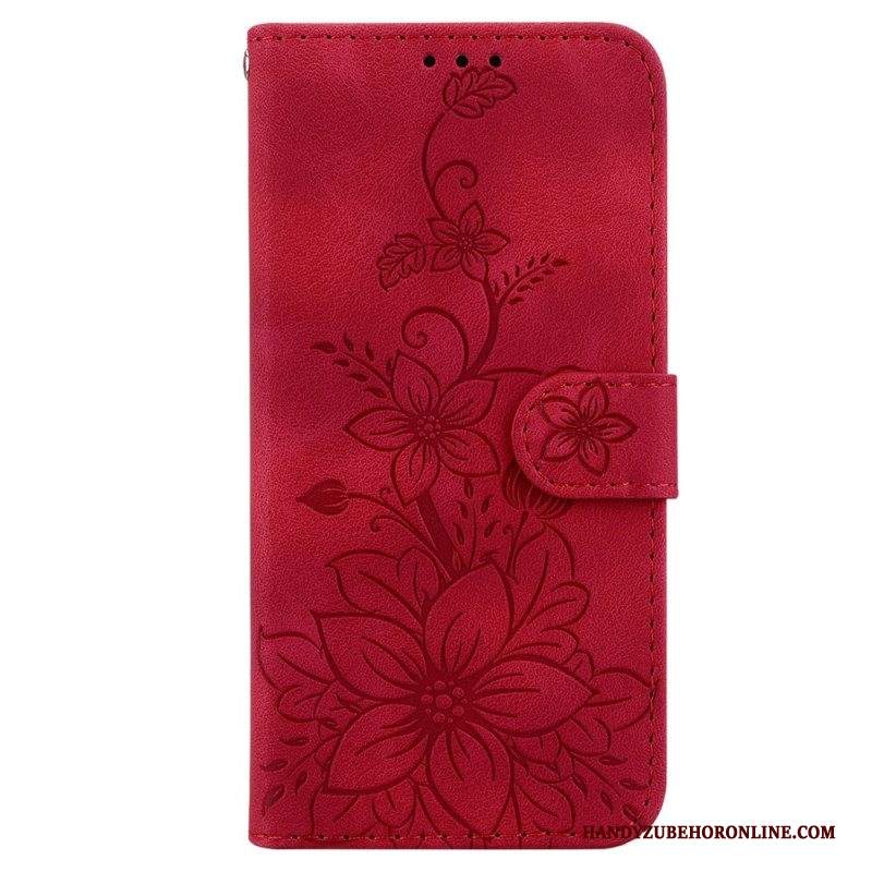 Custodia in pelle iPhone 15 Pro Max Tracolla Floreale