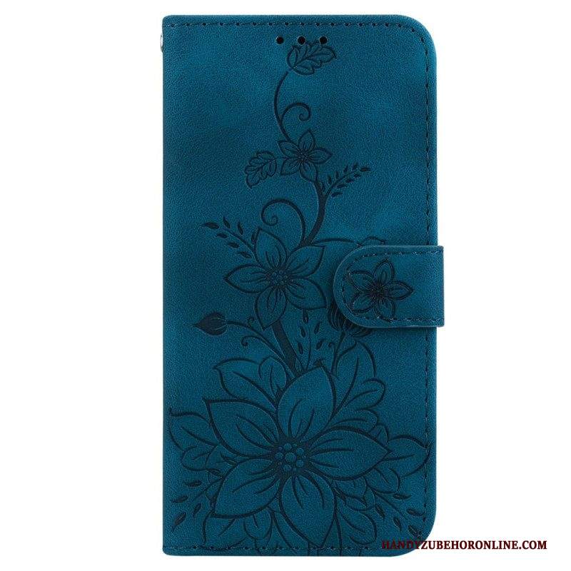 Custodia in pelle iPhone 15 Pro Max Tracolla Floreale