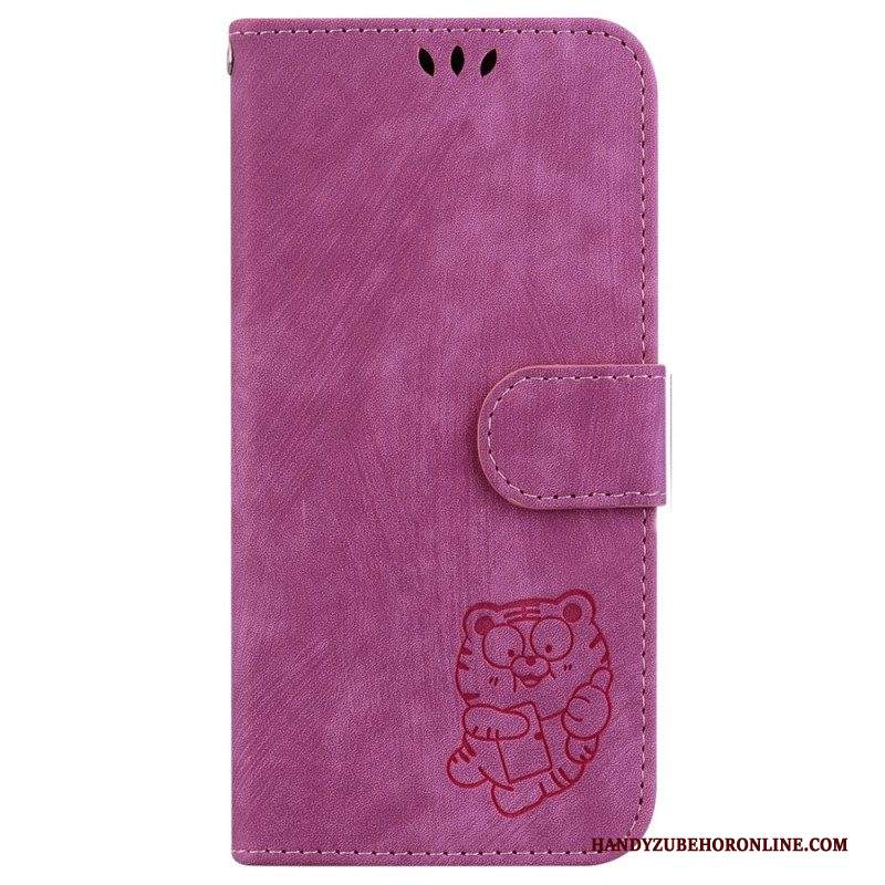 Custodia in pelle iPhone 15 Pro Tigre Carina