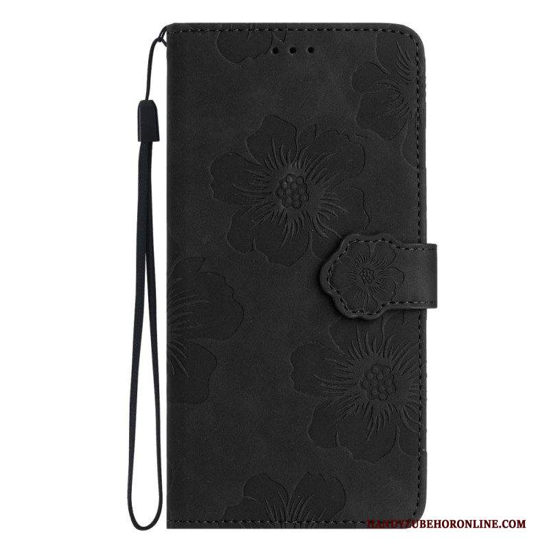 Custodia in pelle iPhone 15 Stampa Floreale