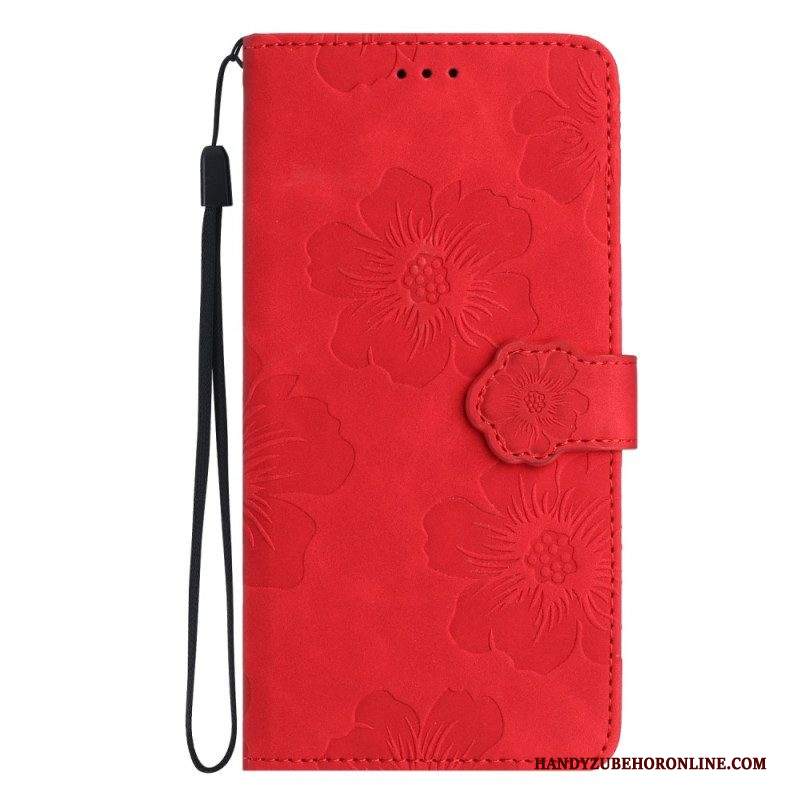 Custodia in pelle iPhone 15 Stampa Floreale