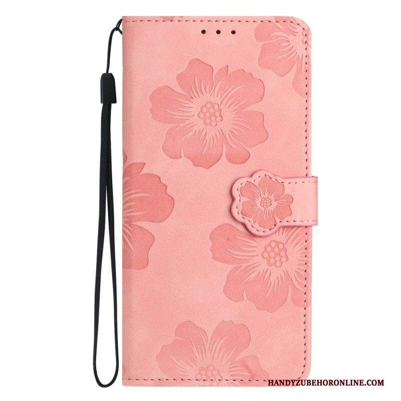 Custodia in pelle iPhone 15 Stampa Floreale