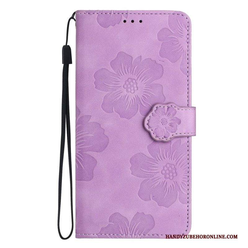 Custodia in pelle iPhone 15 Stampa Floreale