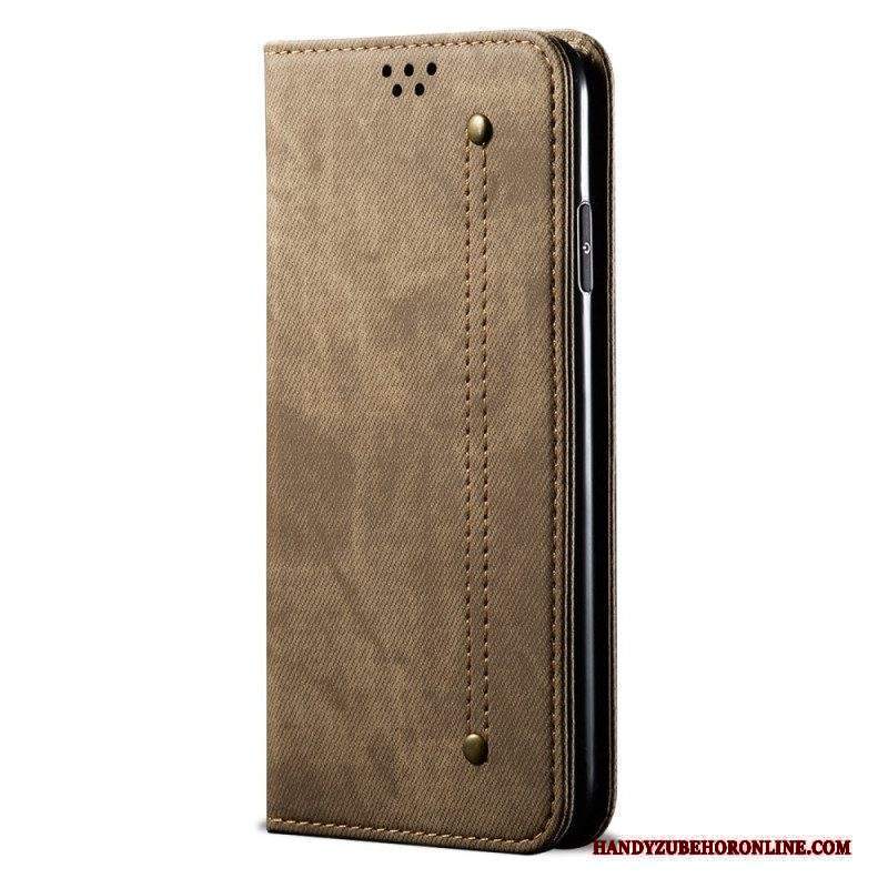 Folio Cover Huawei P60 Pro Custodia in pelle Tessuto Jeans