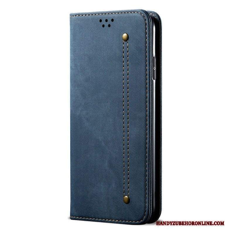 Folio Cover Huawei P60 Pro Custodia in pelle Tessuto Jeans