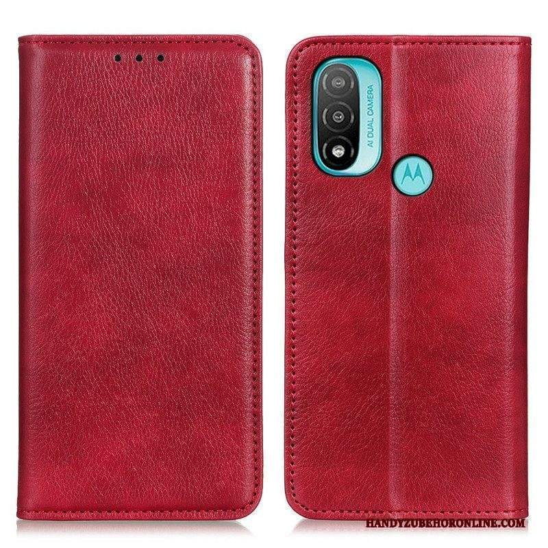 Folio Cover Moto E40 / E30 / E20 Custodia in pelle Crosta Di Pelle Testurizzata