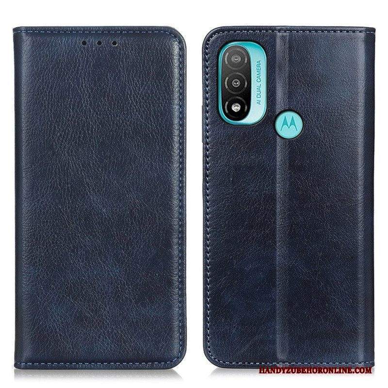 Folio Cover Moto E40 / E30 / E20 Custodia in pelle Crosta Di Pelle Testurizzata