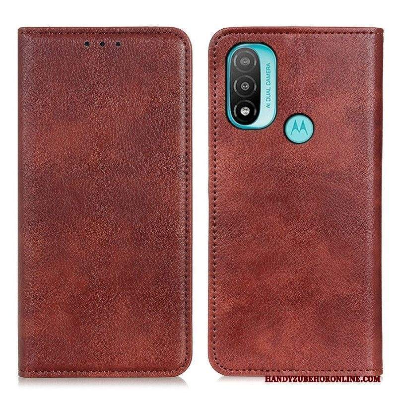 Folio Cover Moto E40 / E30 / E20 Custodia in pelle Crosta Di Pelle Testurizzata