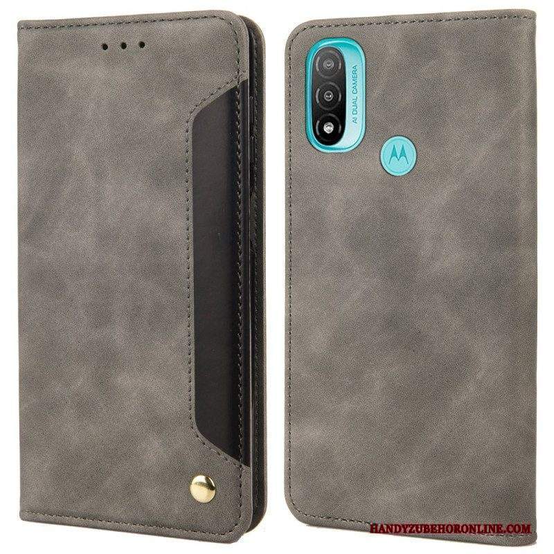 Folio Cover Moto E40 / E30 / E20 Custodia in pelle Effetto Pelle Business Bicolore