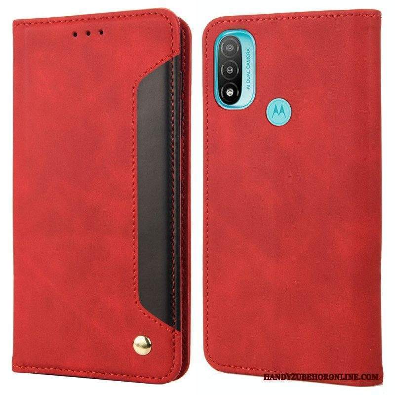 Folio Cover Moto E40 / E30 / E20 Custodia in pelle Effetto Pelle Business Bicolore