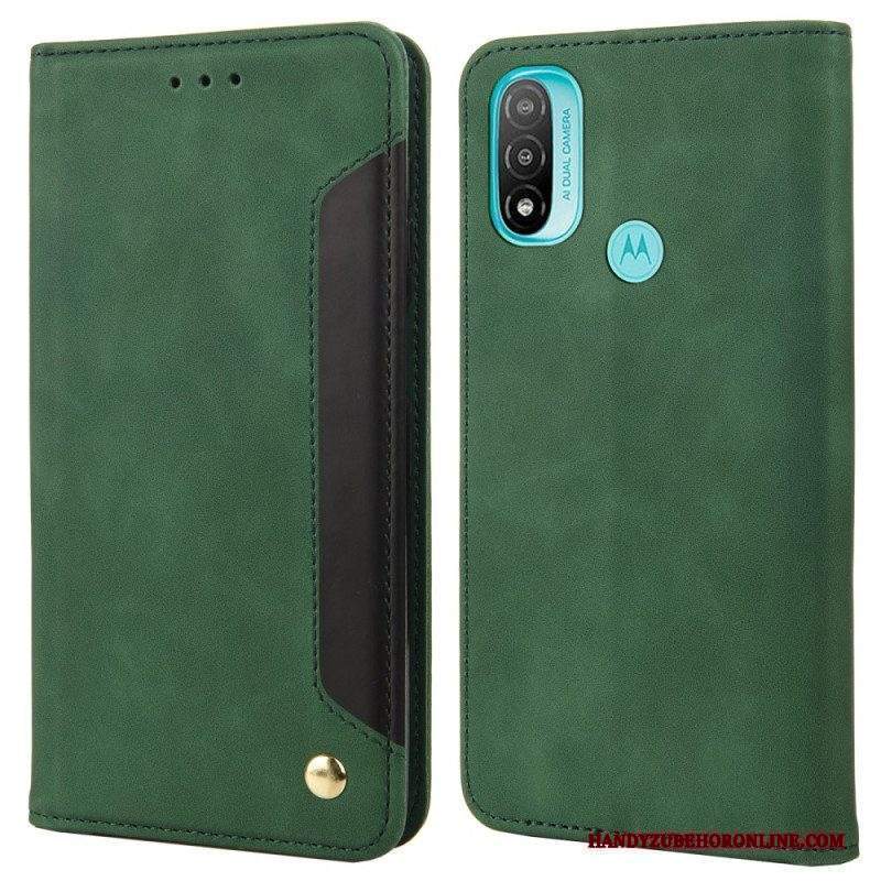 Folio Cover Moto E40 / E30 / E20 Custodia in pelle Effetto Pelle Business Bicolore