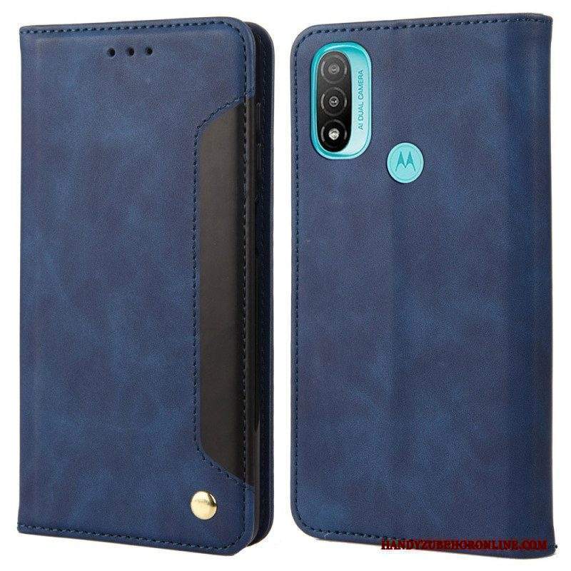 Folio Cover Moto E40 / E30 / E20 Custodia in pelle Effetto Pelle Business Bicolore