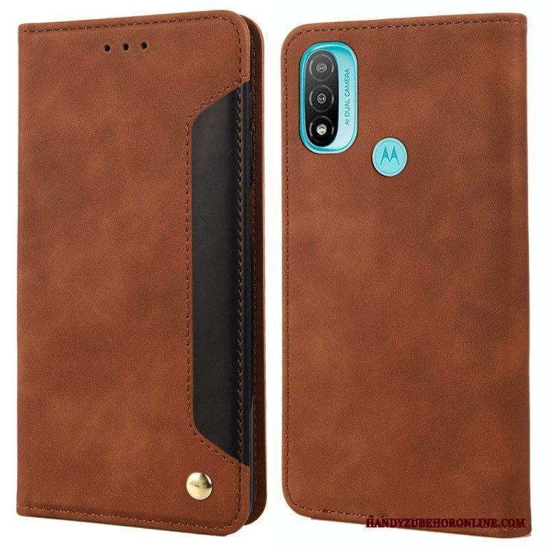 Folio Cover Moto E40 / E30 / E20 Custodia in pelle Effetto Pelle Business Bicolore