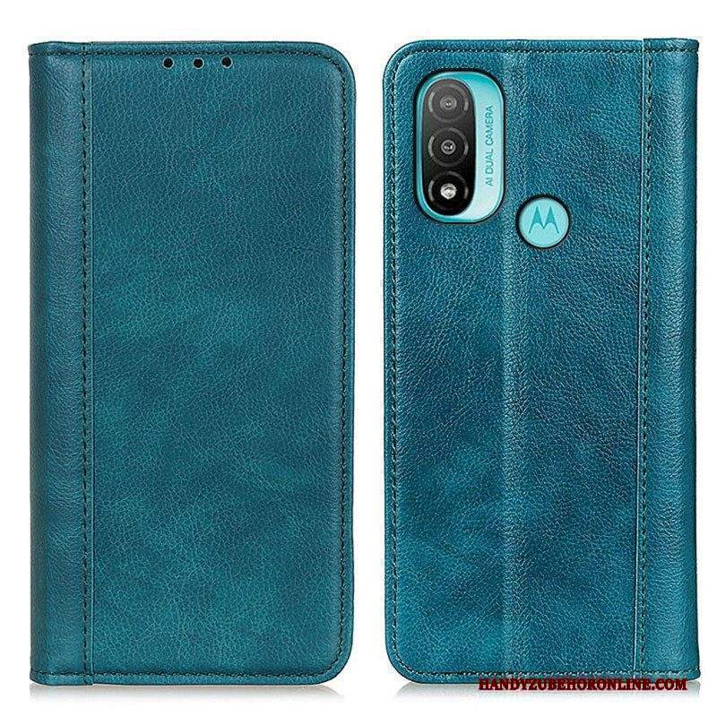 Folio Cover Moto E40 / E30 / E20 Custodia in pelle Eleganza Split Litchi Leather