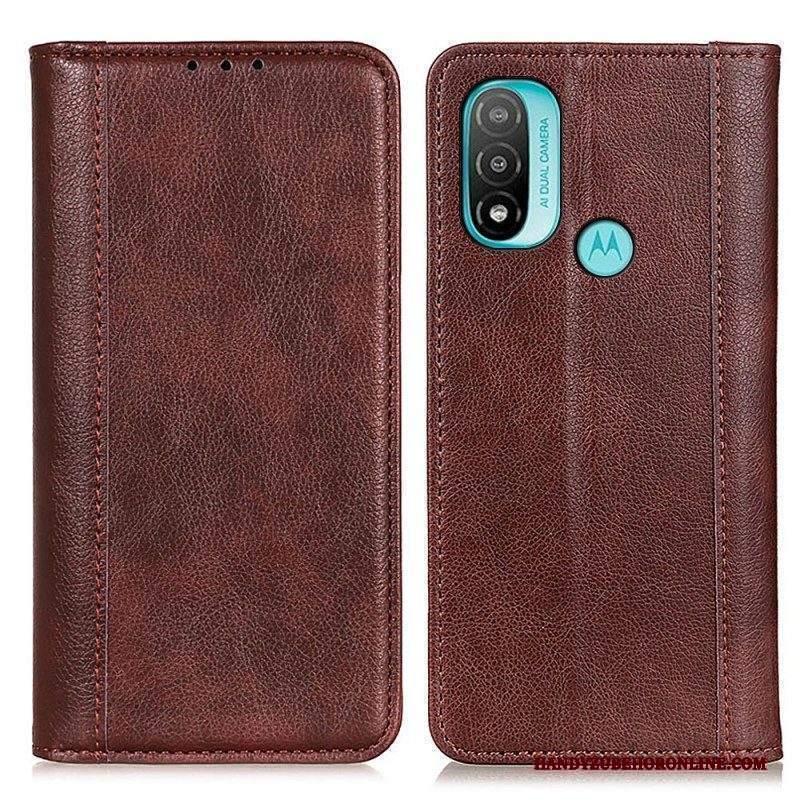 Folio Cover Moto E40 / E30 / E20 Custodia in pelle Eleganza Split Litchi Leather