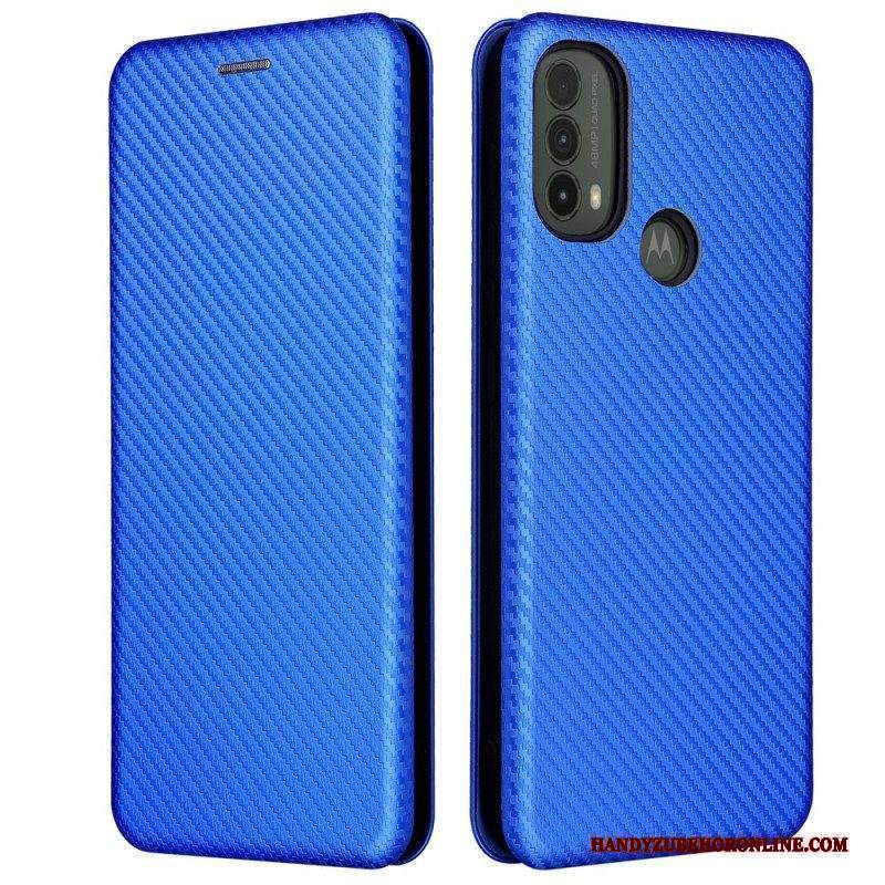 Folio Cover Moto E40 / E30 / E20 Custodia in pelle Fibra Di Carbonio