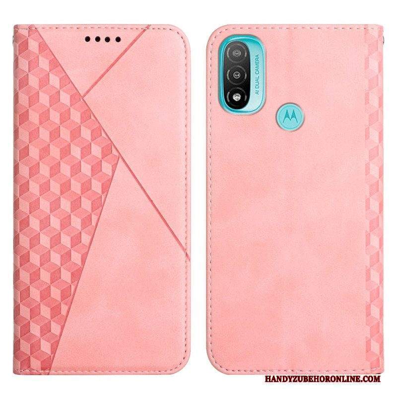 Folio Cover Moto E40 / E30 / E20 Custodia in pelle Geo Effetto Pelle