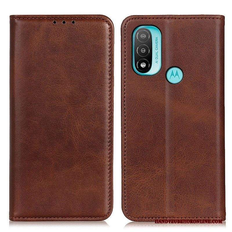 Folio Cover Moto E40 / E30 / E20 Custodia in pelle Pelle Crosta Eleganza