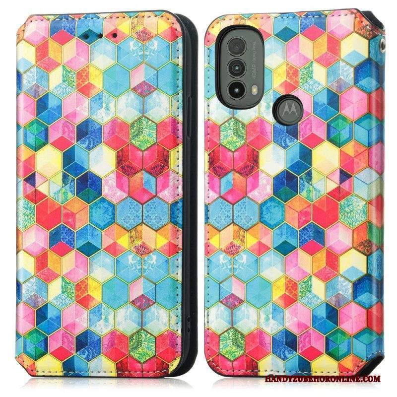 Folio Cover Moto E40 / E30 / E20 Custodia in pelle Rfid Artistico