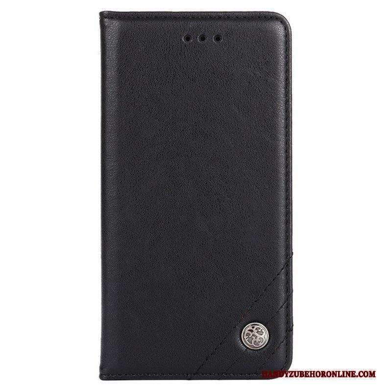 Folio Cover Moto E40 / E30 / E20 Custodia in pelle Rivetto In Pelle Stile