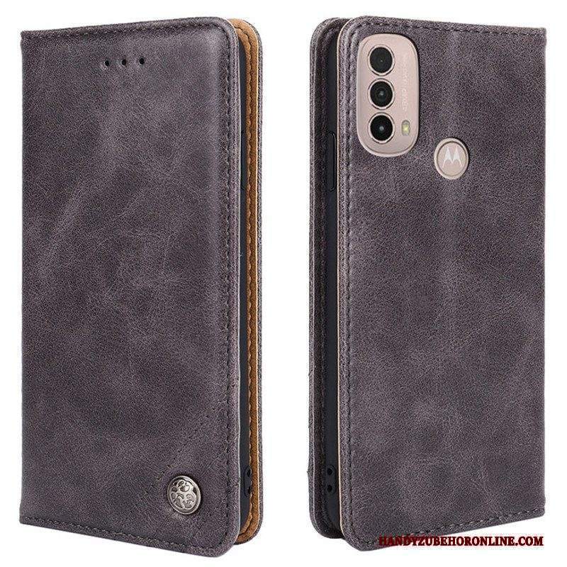 Folio Cover Moto E40 / E30 / E20 Custodia in pelle Rivetto In Pelle Stile