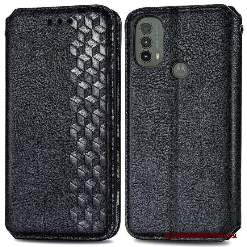 Folio Cover Moto E40 / E30 / E20 Custodia in pelle Texture Diamante Effetto Pelle