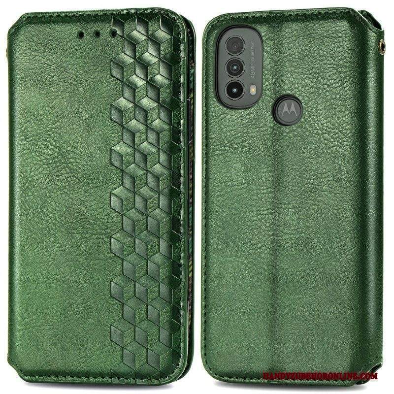 Folio Cover Moto E40 / E30 / E20 Custodia in pelle Texture Diamante Effetto Pelle