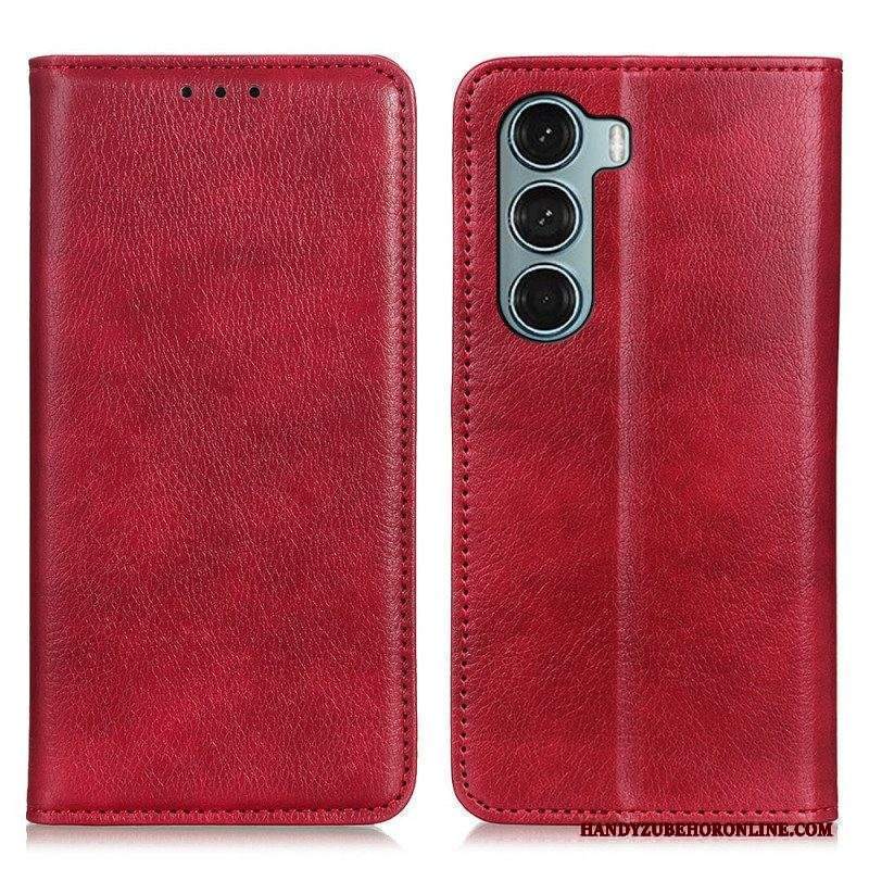 Folio Cover Moto G200 5G Custodia in pelle Trama Di Cuoio Spaccato Di Litchi