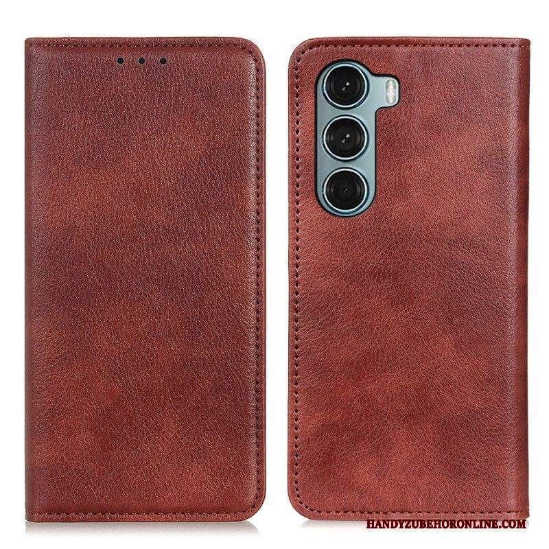 Folio Cover Moto G200 5G Custodia in pelle Trama Di Cuoio Spaccato Di Litchi