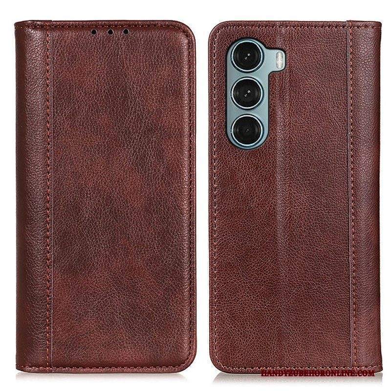 Folio Cover Moto G200 5G Custodia in pelle Versione In Crosta Di Litchi