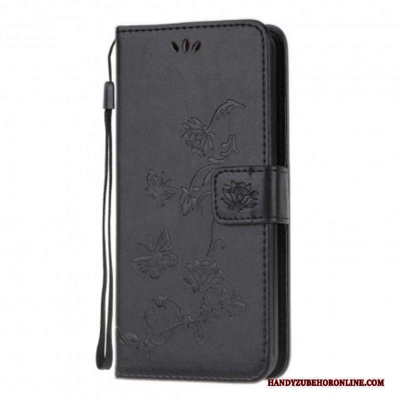 Folio Cover Moto G50 Cinturino Farfalle E Fiori