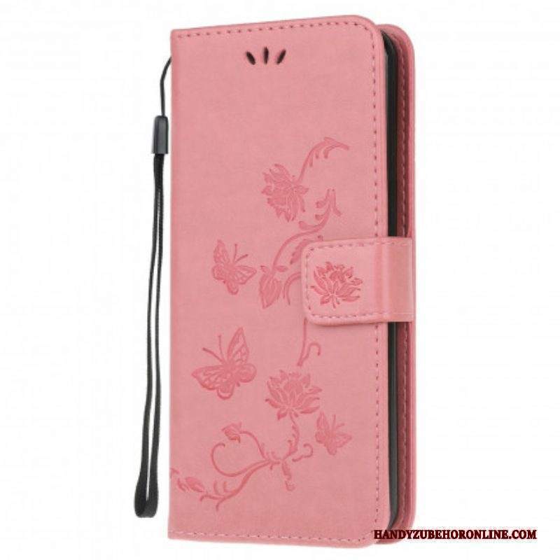 Folio Cover Moto G50 Cinturino Farfalle E Fiori