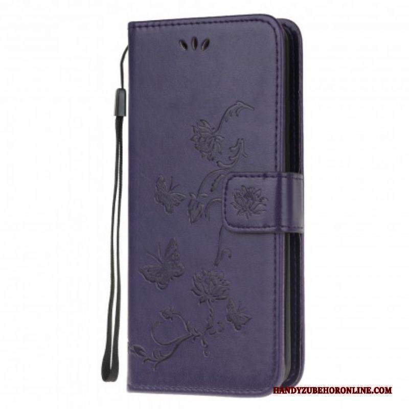 Folio Cover Moto G50 Cinturino Farfalle E Fiori