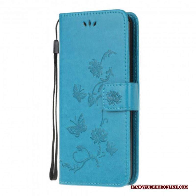 Folio Cover Moto G50 Cinturino Farfalle E Fiori