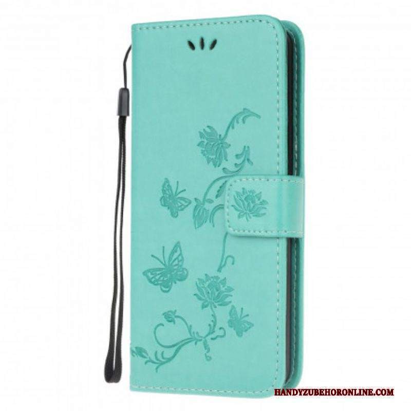 Folio Cover Moto G50 Cinturino Farfalle E Fiori