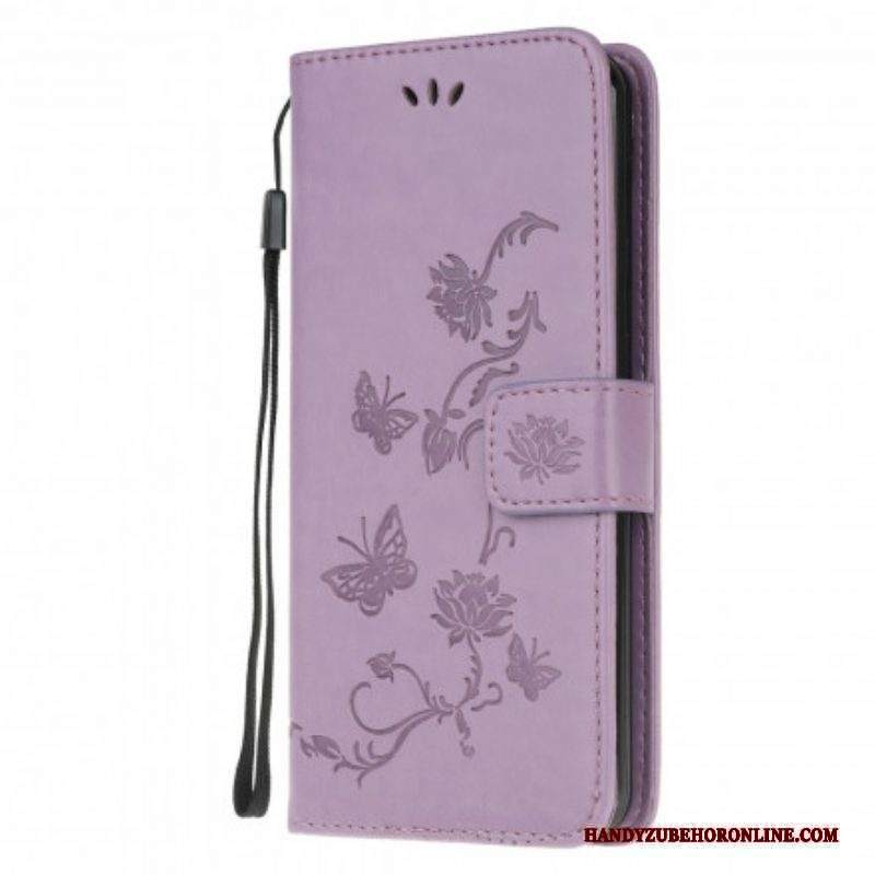 Folio Cover Moto G50 Cinturino Farfalle E Fiori