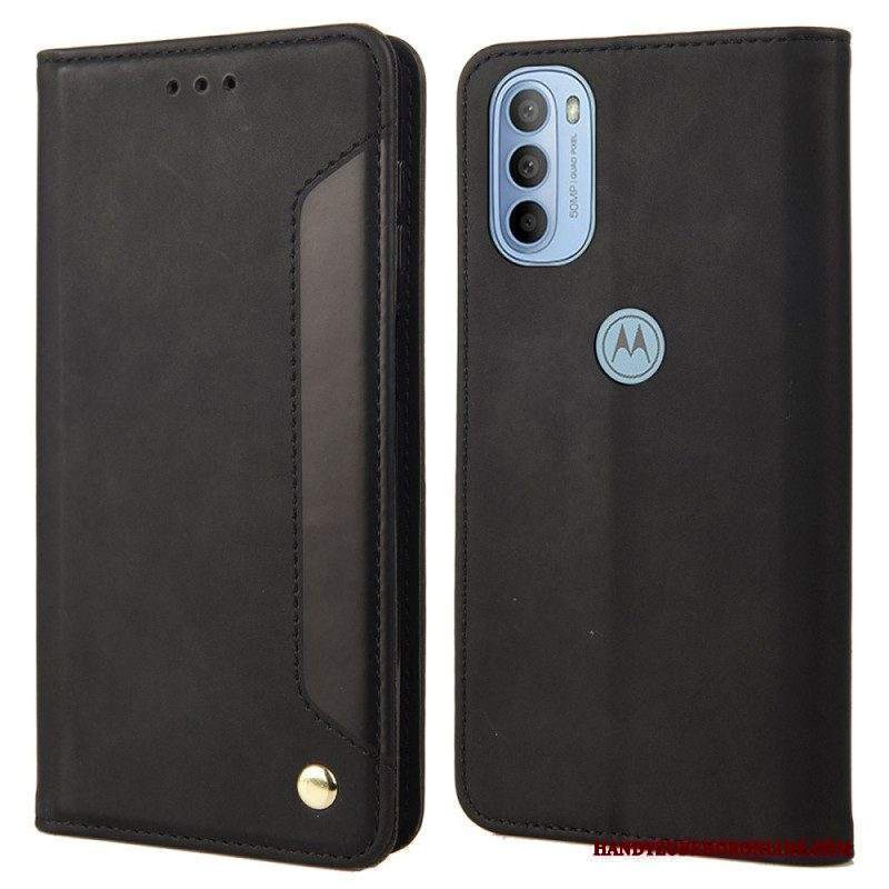 Folio Cover Moto G51 5G Custodia in pelle Effetto Pelle Business Bicolore