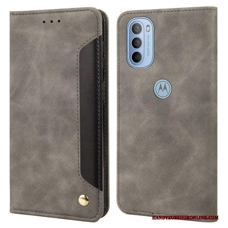 Folio Cover Moto G51 5G Custodia in pelle Effetto Pelle Business Bicolore