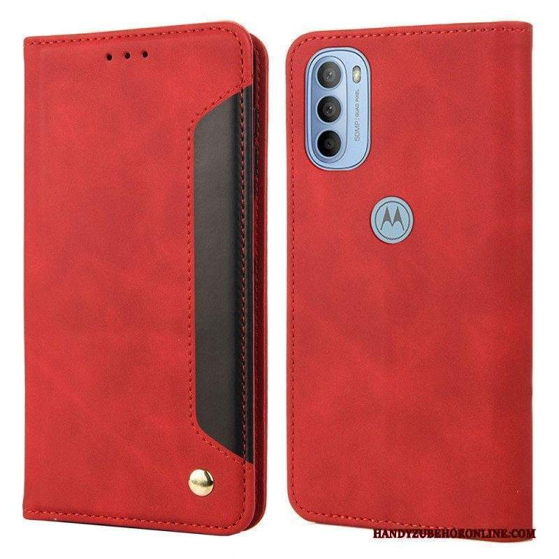 Folio Cover Moto G51 5G Custodia in pelle Effetto Pelle Business Bicolore