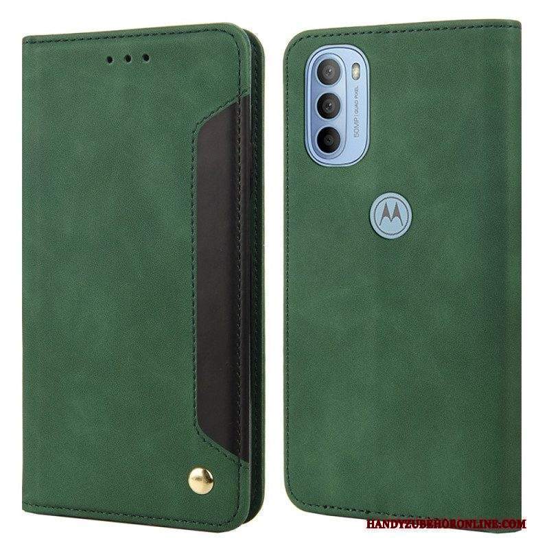 Folio Cover Moto G51 5G Custodia in pelle Effetto Pelle Business Bicolore