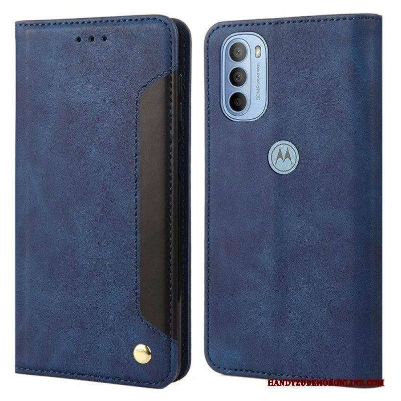 Folio Cover Moto G51 5G Custodia in pelle Effetto Pelle Business Bicolore